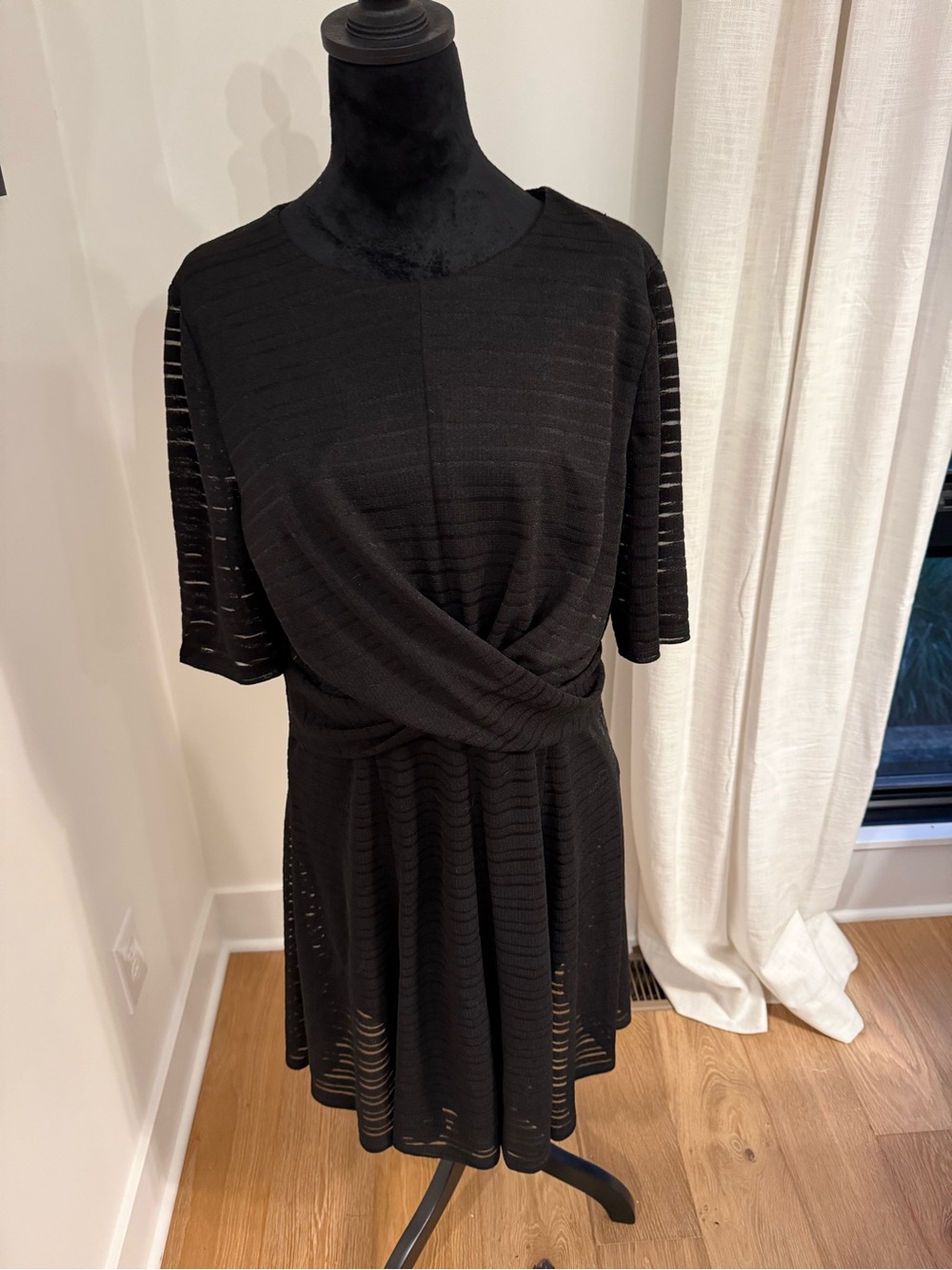 London Times Black Twist Front Dress Size 14